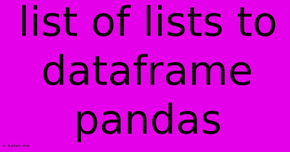 List Of Lists To Dataframe Pandas