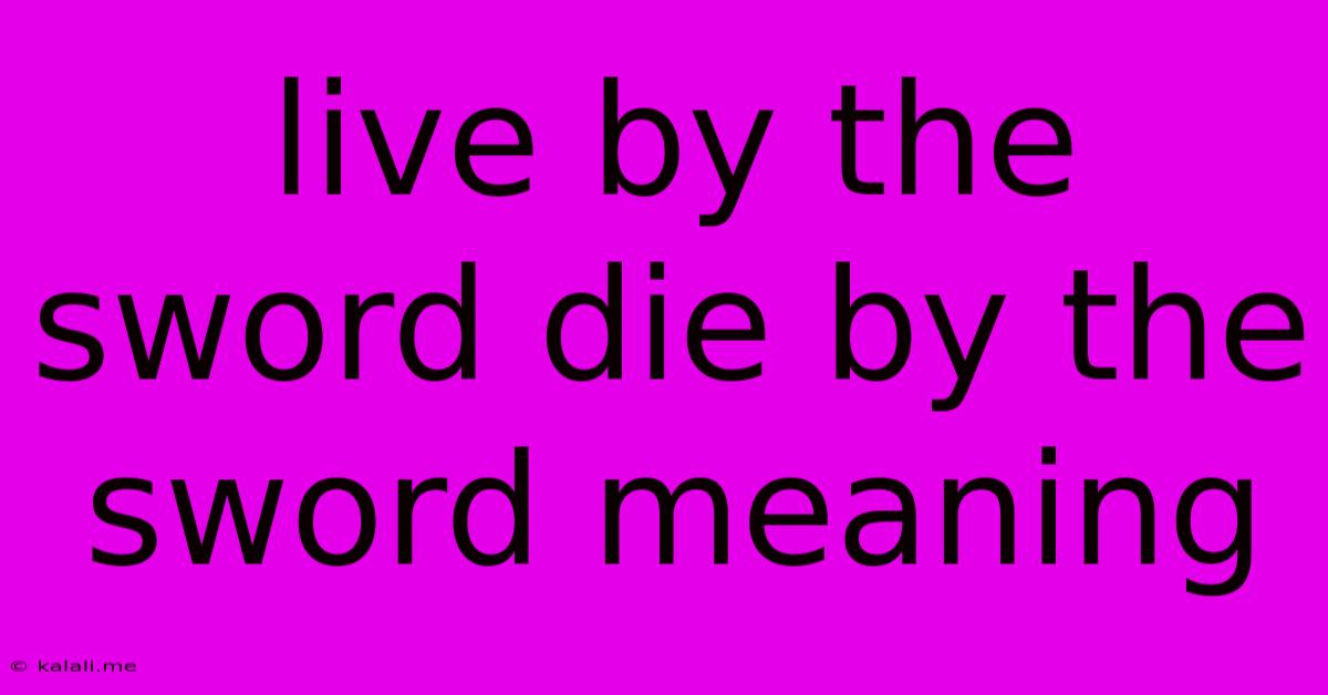Live By The Sword Die By The Sword Meaning