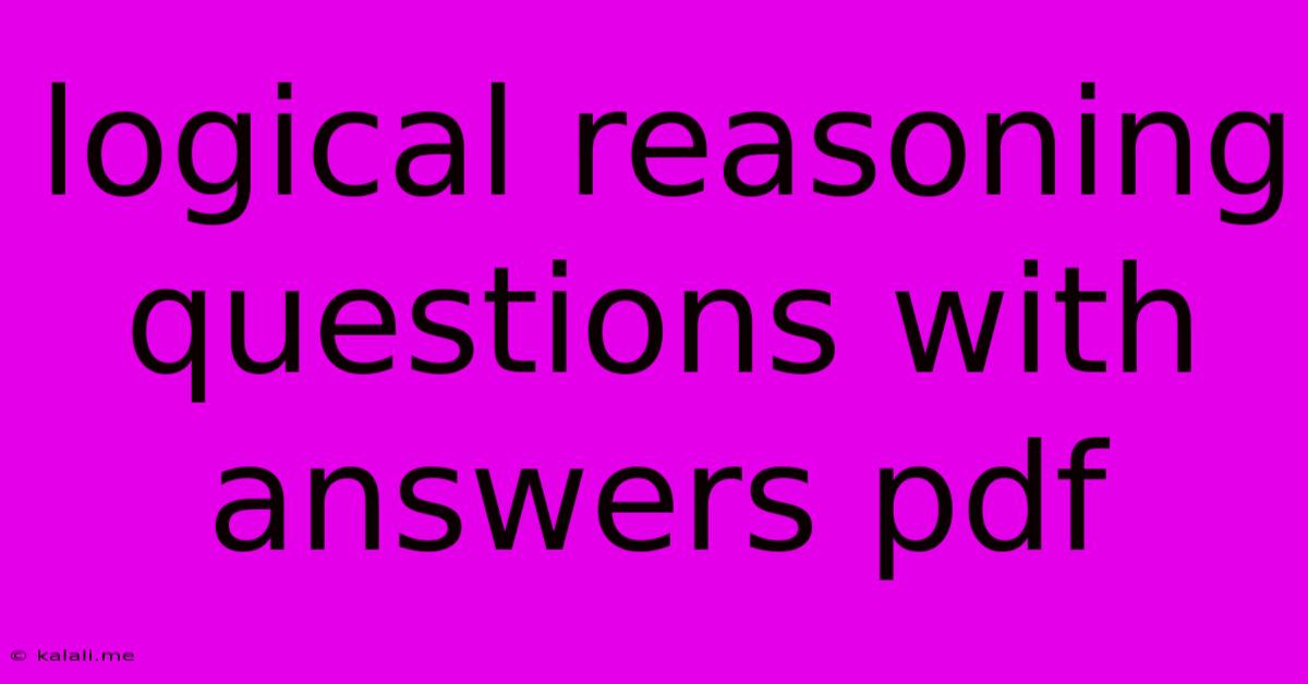 Logical Reasoning Questions With Answers Pdf