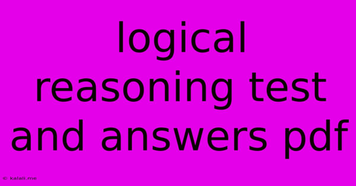 Logical Reasoning Test And Answers Pdf