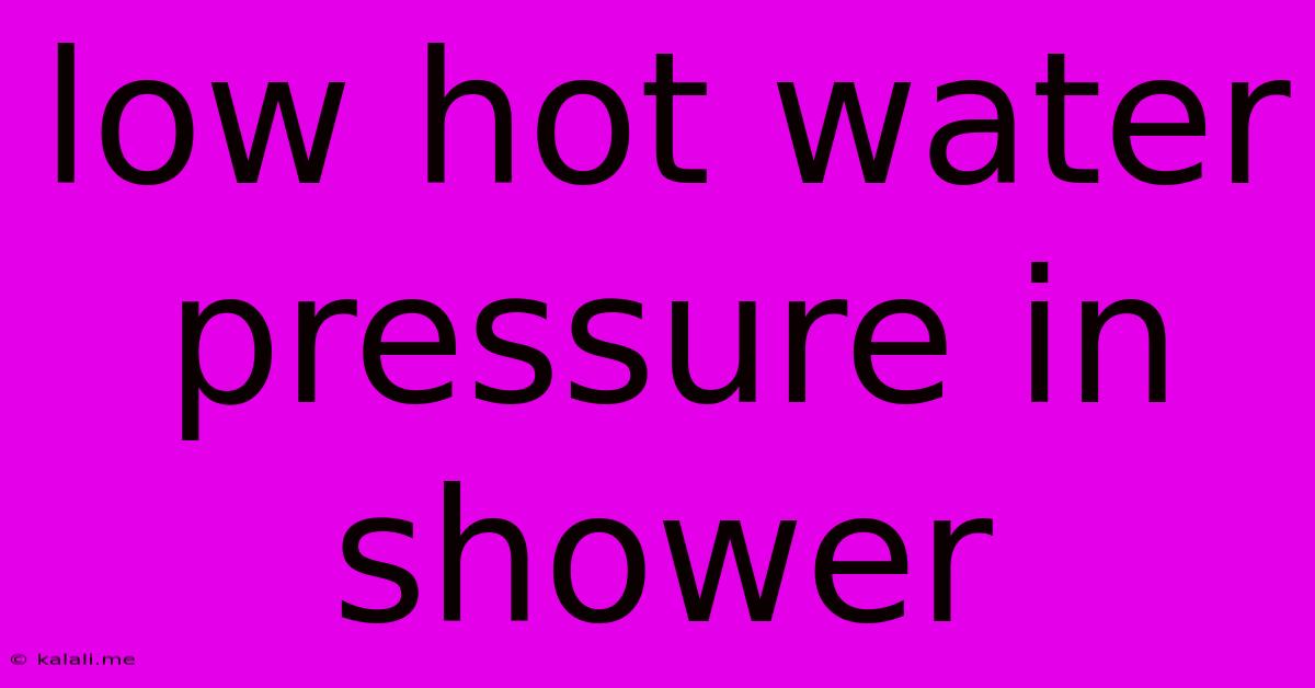 Low Hot Water Pressure In Shower