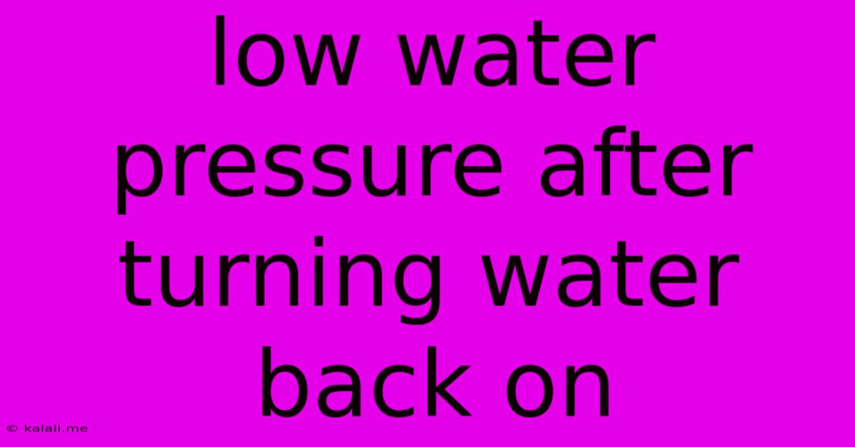Low Water Pressure After Turning Water Back On