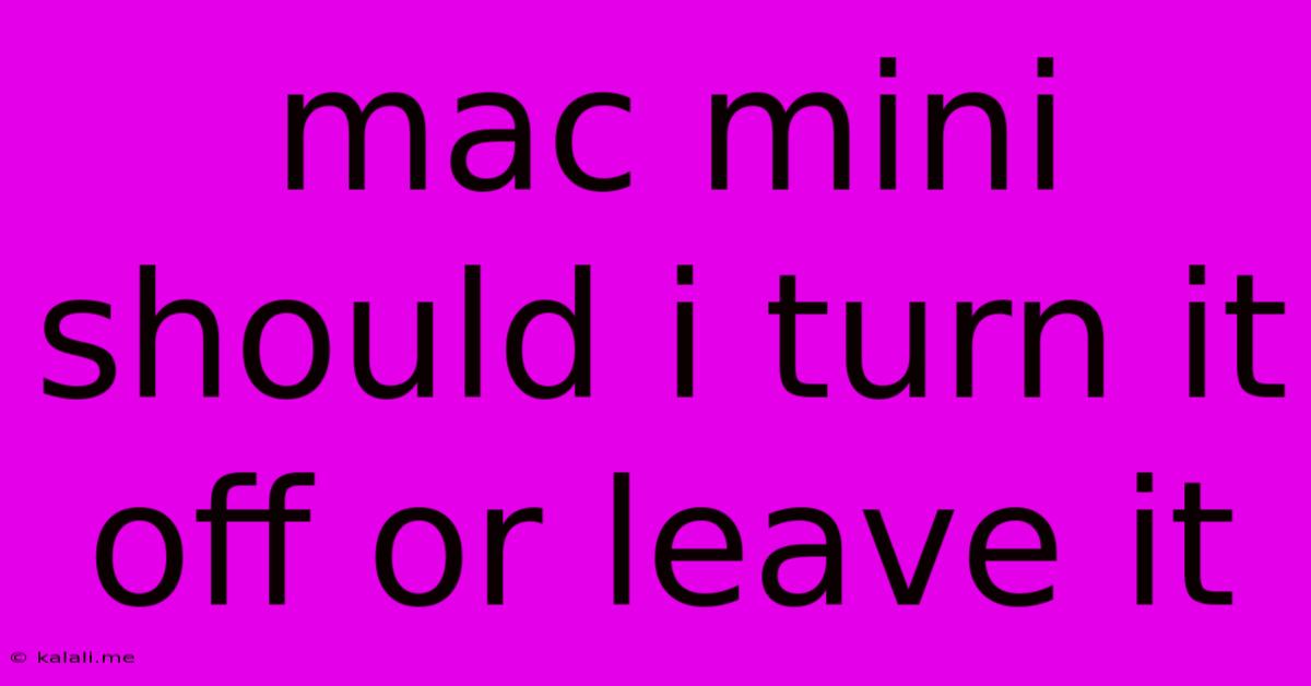 Mac Mini Should I Turn It Off Or Leave It