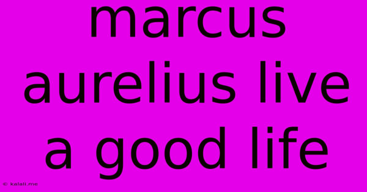 Marcus Aurelius Live A Good Life