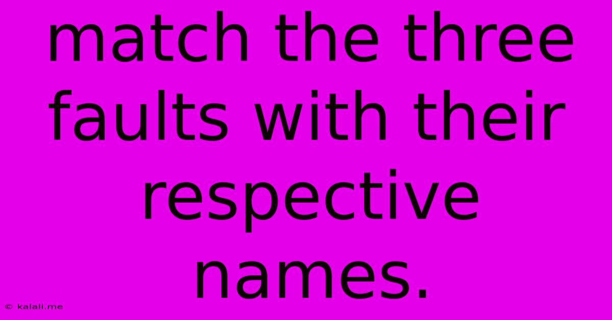 Match The Three Faults With Their Respective Names.