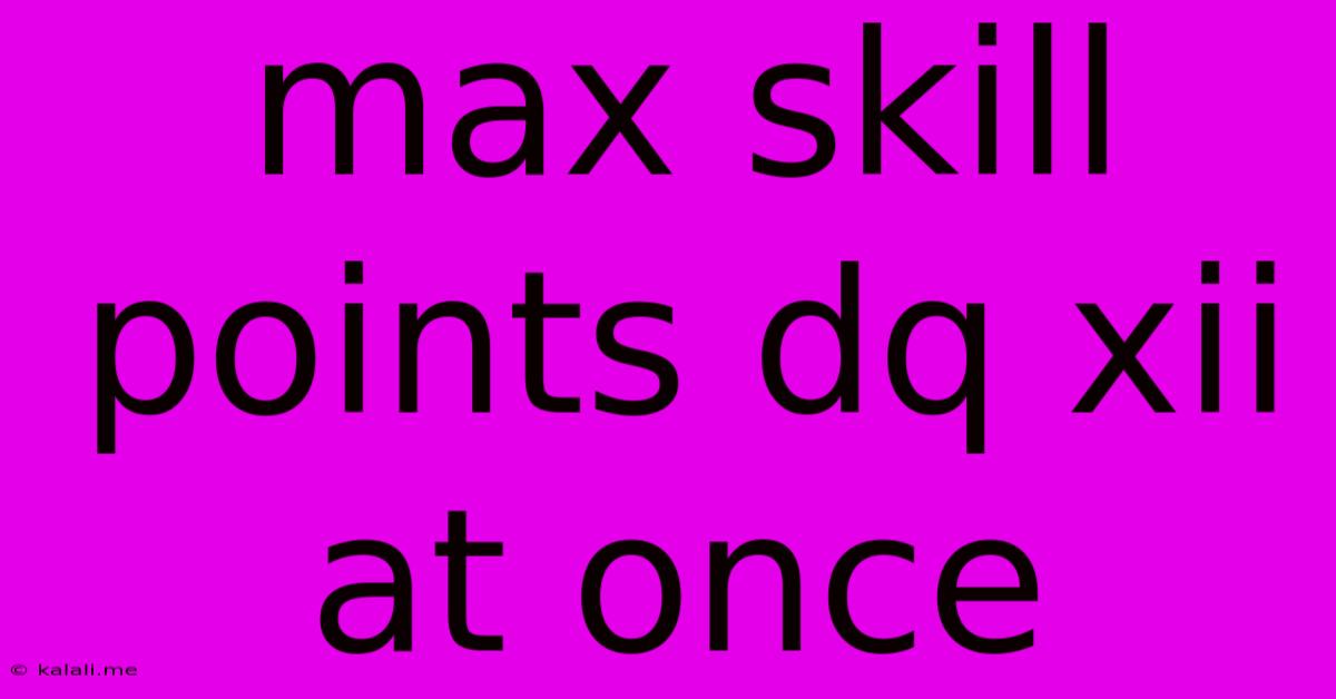 Max Skill Points Dq Xii At Once