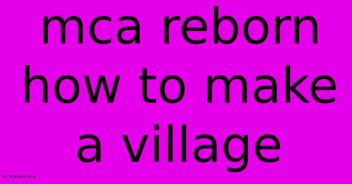 Mca Reborn How To Make A Village