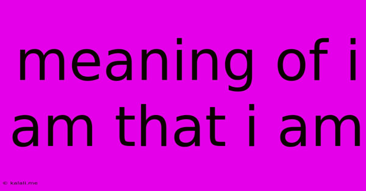 Meaning Of I Am That I Am