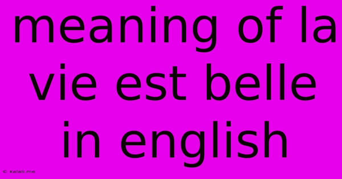 Meaning Of La Vie Est Belle In English