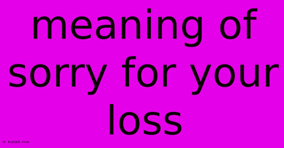 Meaning Of Sorry For Your Loss