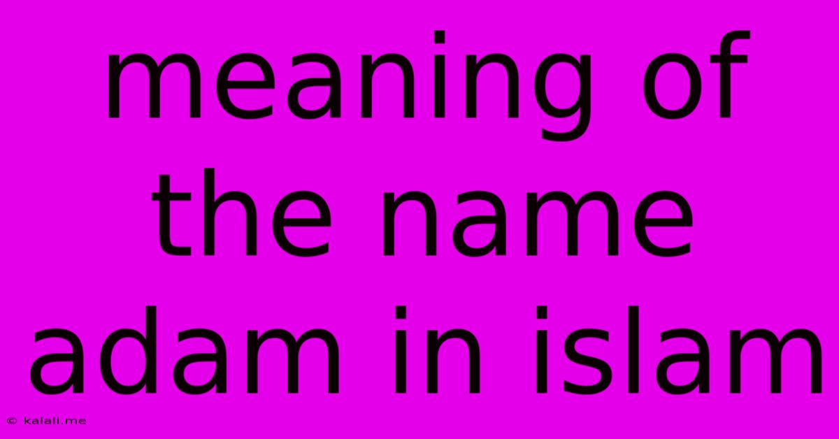 Meaning Of The Name Adam In Islam