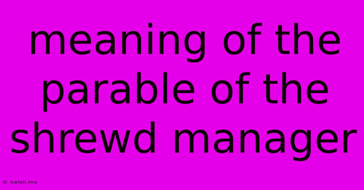 Meaning Of The Parable Of The Shrewd Manager