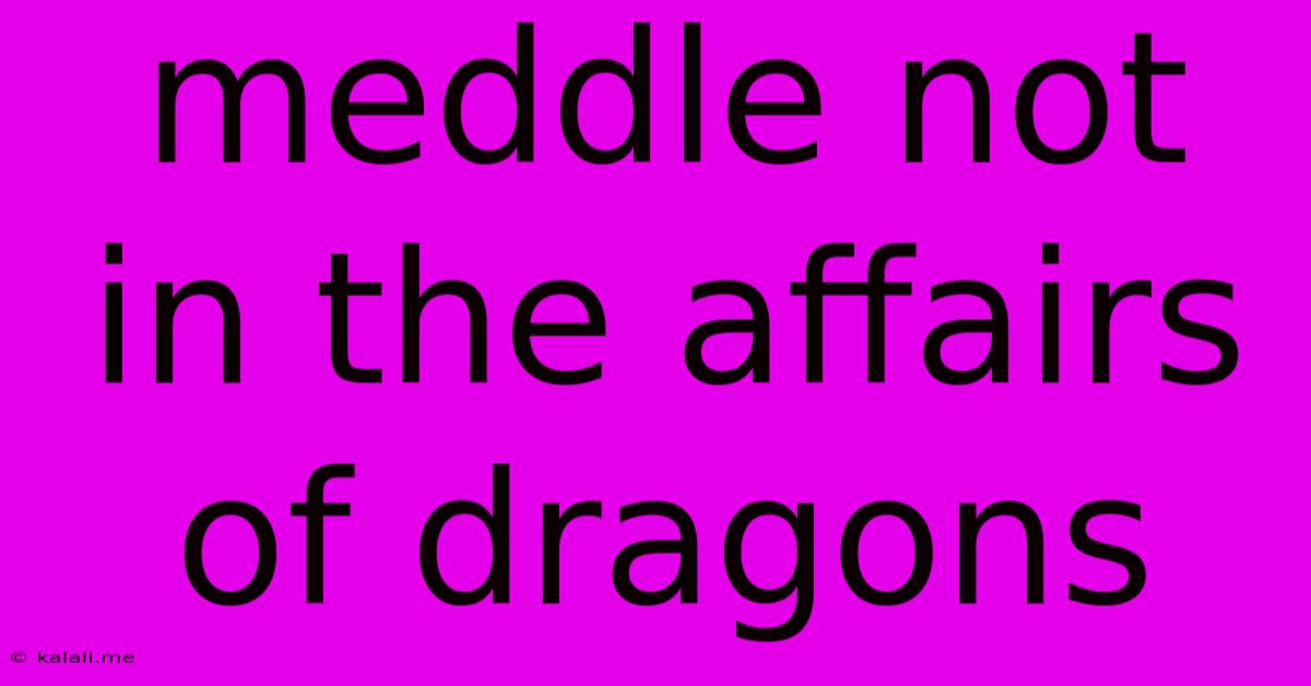 Meddle Not In The Affairs Of Dragons