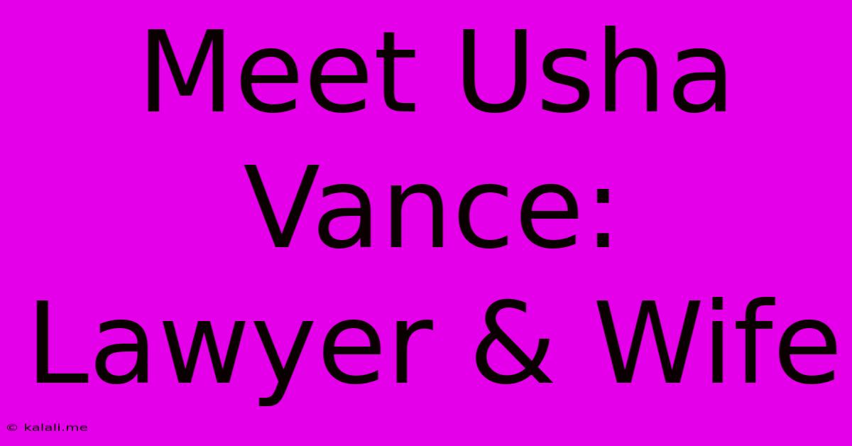 Meet Usha Vance: Lawyer & Wife