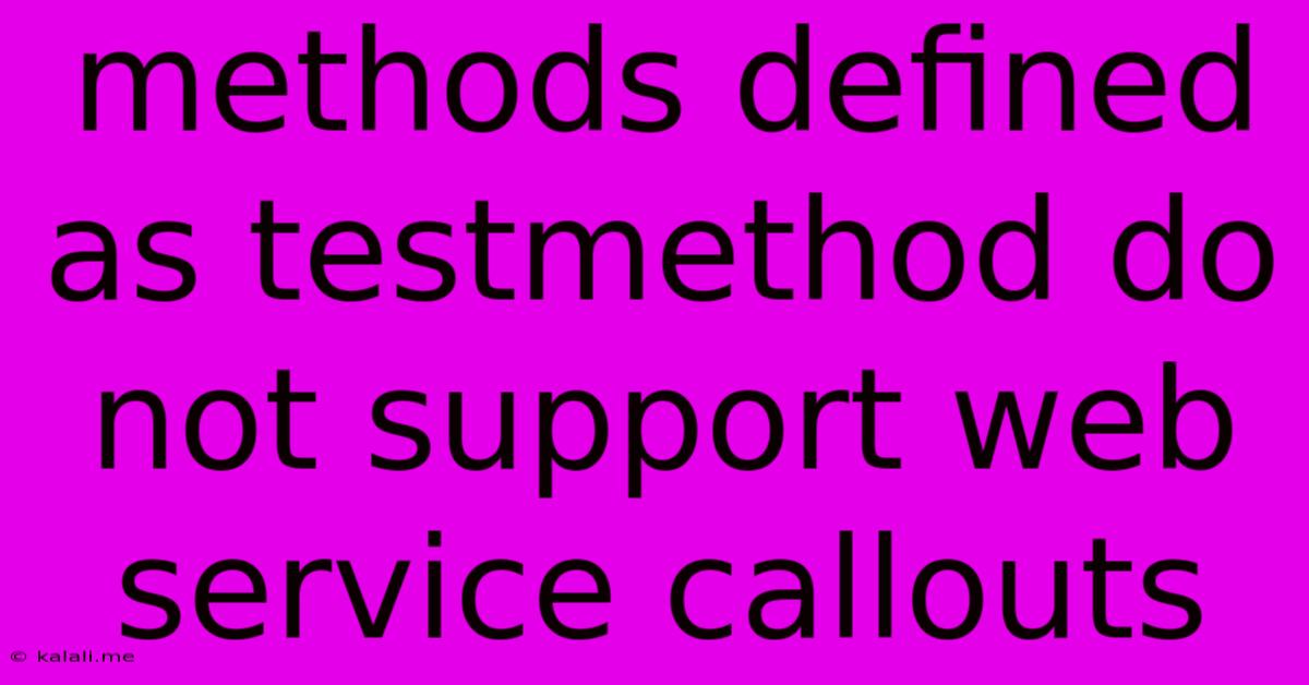 Methods Defined As Testmethod Do Not Support Web Service Callouts