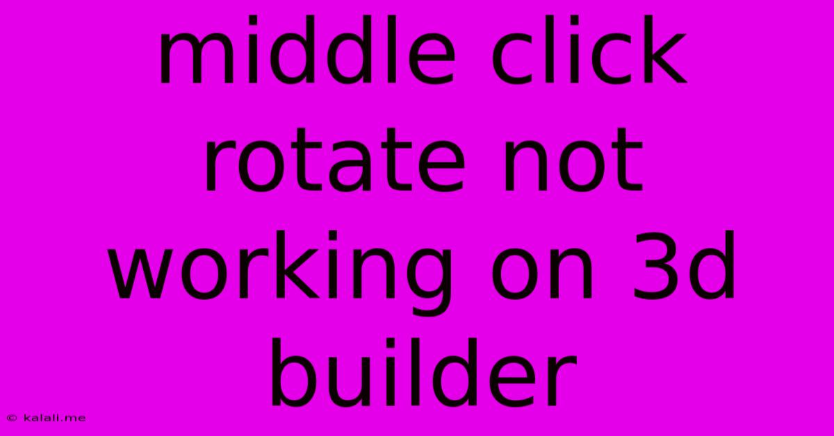 Middle Click Rotate Not Working On 3d Builder
