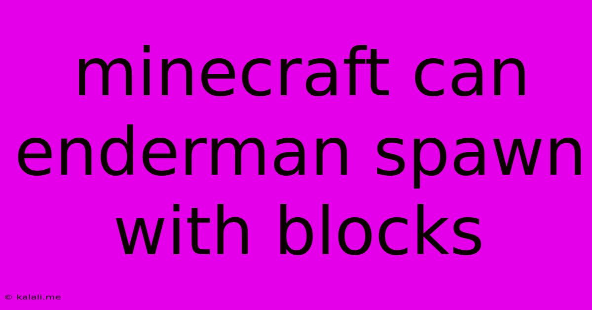 Minecraft Can Enderman Spawn With Blocks