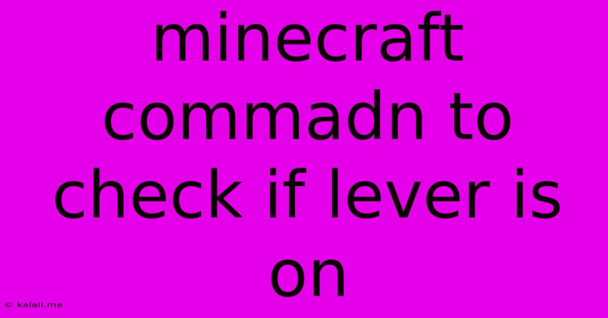 Minecraft Commadn To Check If Lever Is On