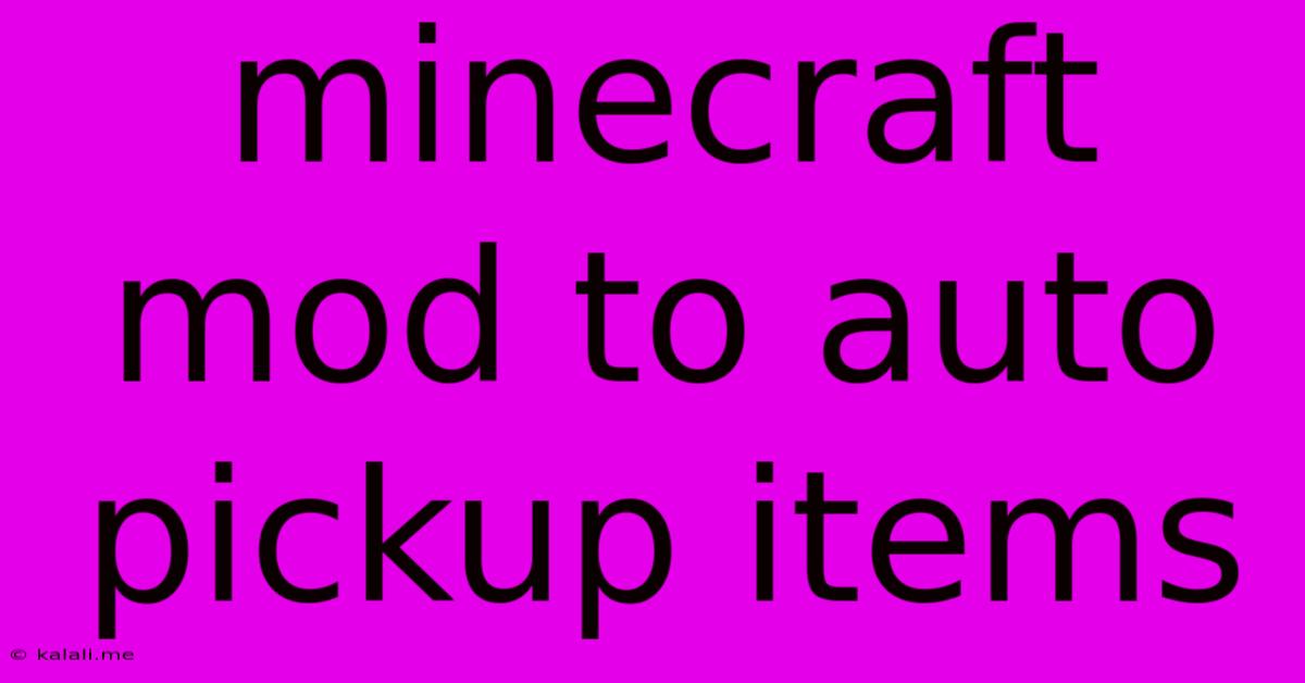 Minecraft Mod To Auto Pickup Items