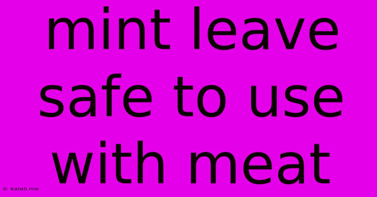 Mint Leave Safe To Use With Meat