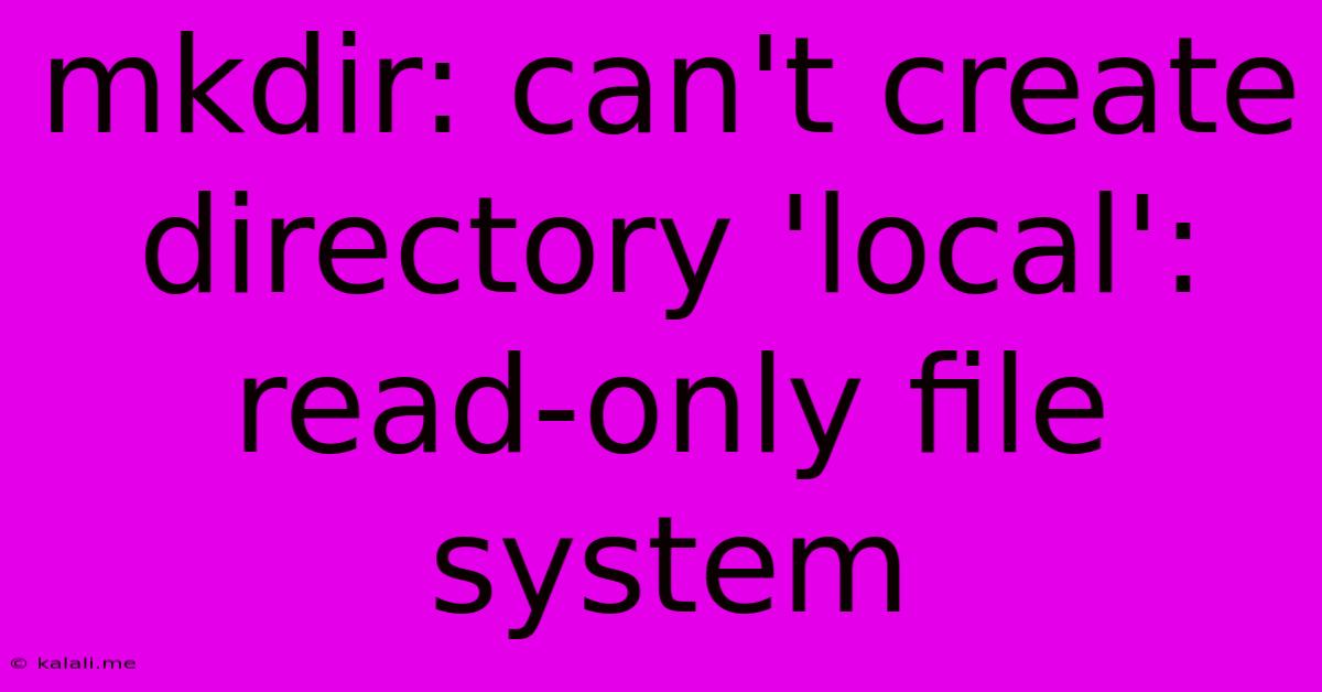 Mkdir: Can't Create Directory 'local': Read-only File System