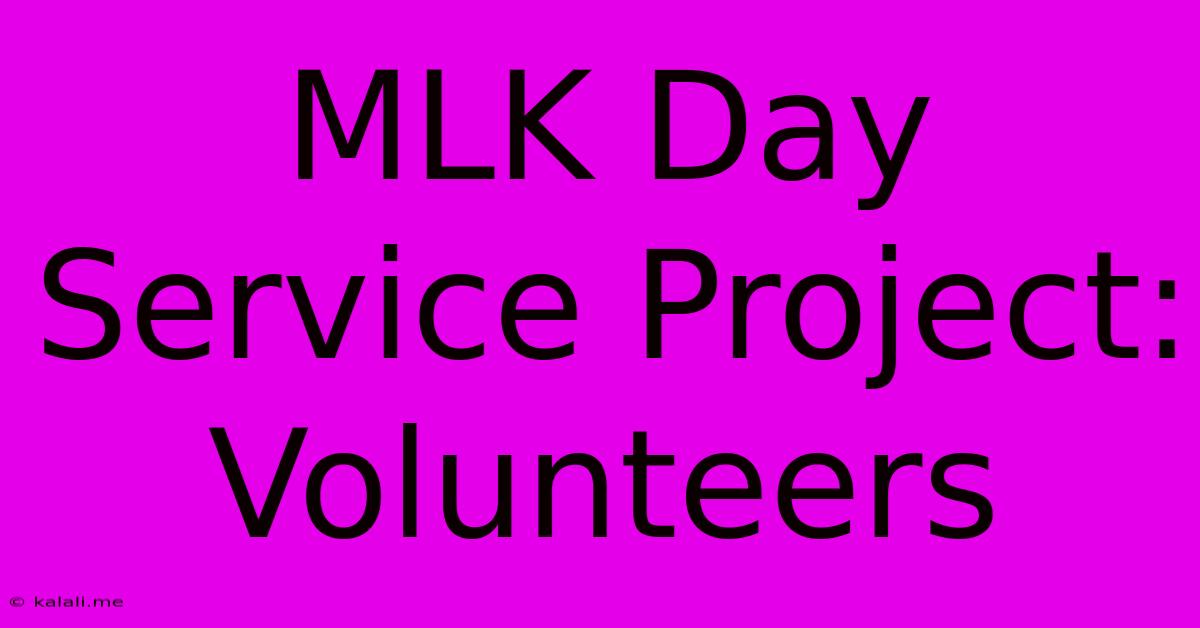 MLK Day Service Project: Volunteers