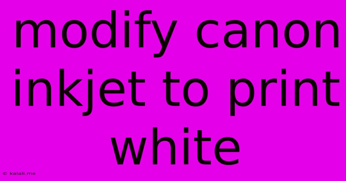 Modify Canon Inkjet To Print White
