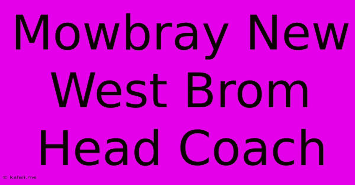 Mowbray New West Brom Head Coach