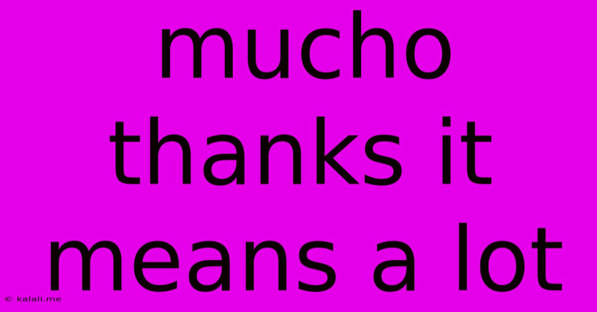 Mucho Thanks It Means A Lot