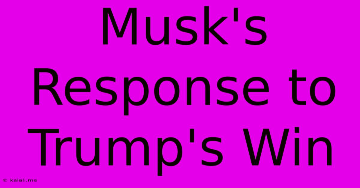 Musk's Response To Trump's Win