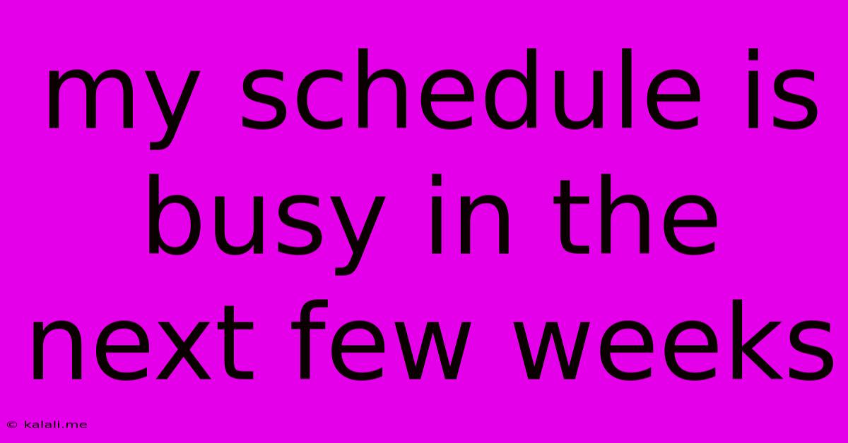 My Schedule Is Busy In The Next Few Weeks