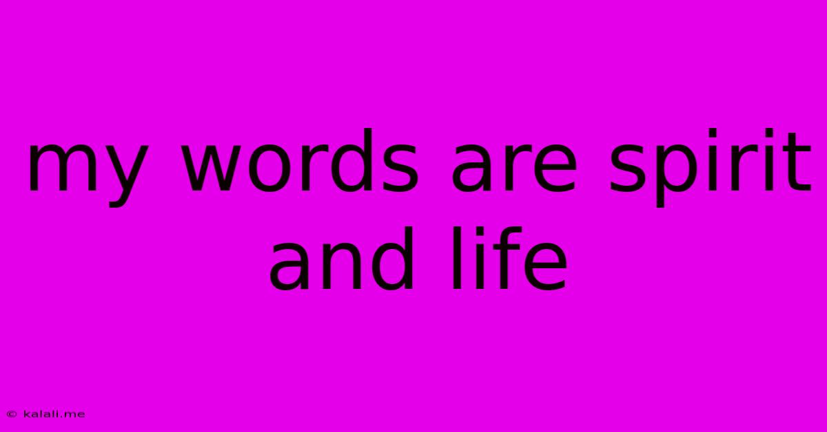 My Words Are Spirit And Life