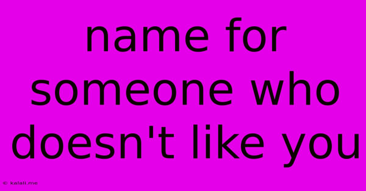Name For Someone Who Doesn't Like You