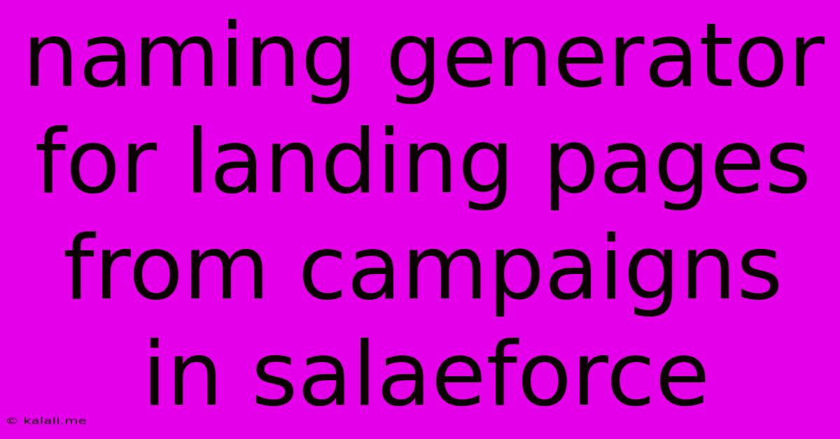 Naming Generator For Landing Pages From Campaigns In Salaeforce
