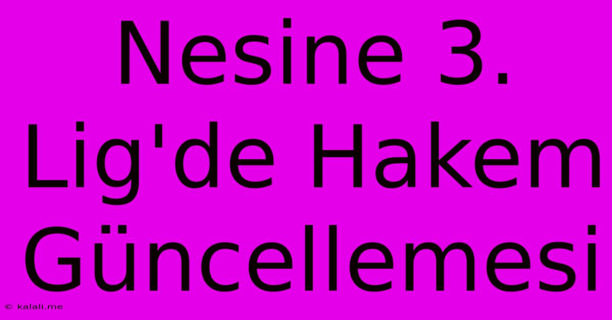 Nesine 3. Lig'de Hakem Güncellemesi