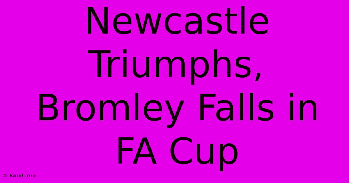 Newcastle Triumphs, Bromley Falls In FA Cup