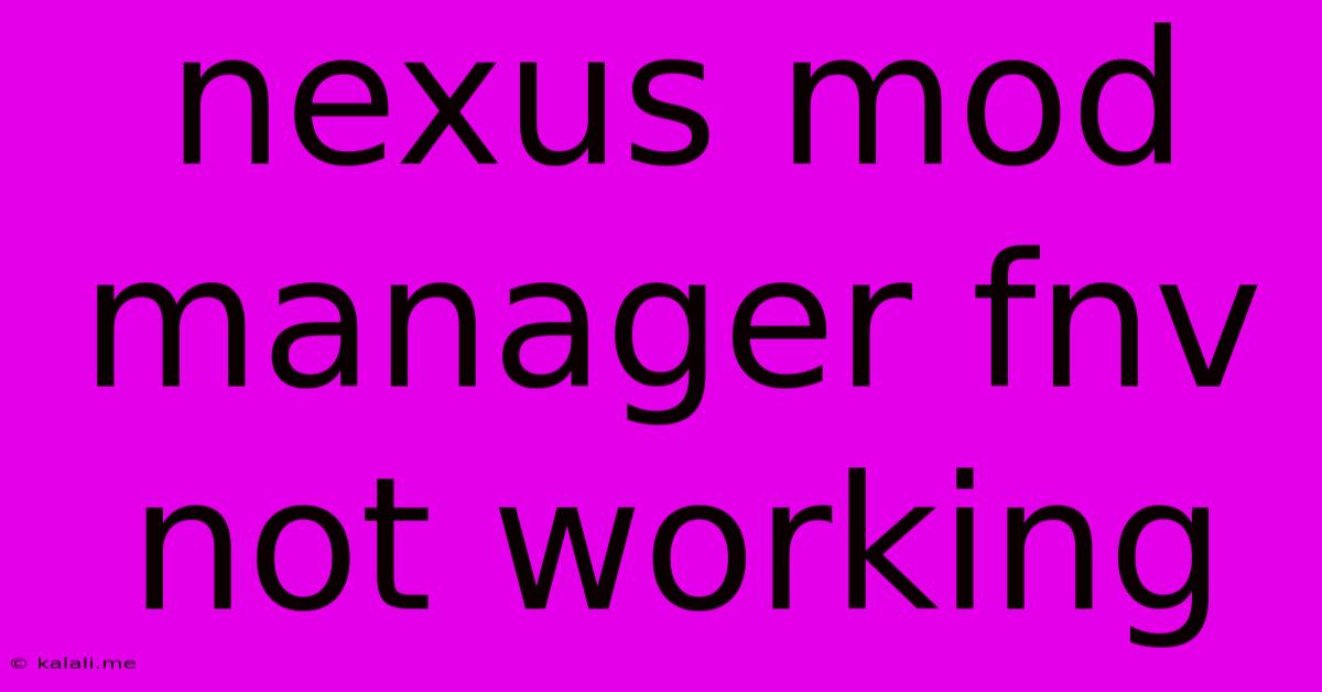 Nexus Mod Manager Fnv Not Working