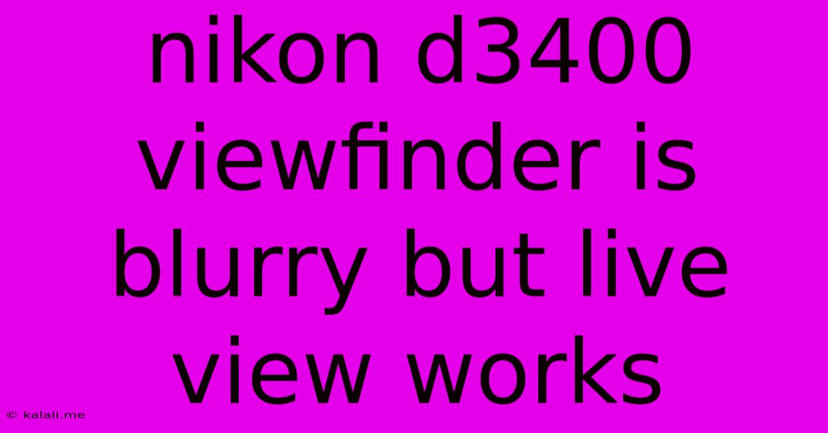 Nikon D3400 Viewfinder Is Blurry But Live View Works