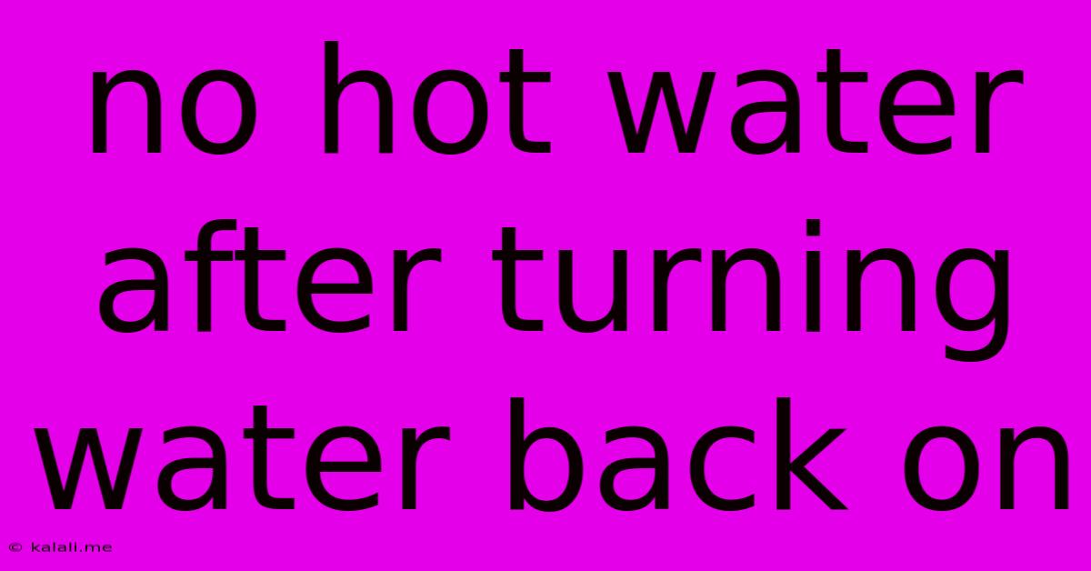No Hot Water After Turning Water Back On