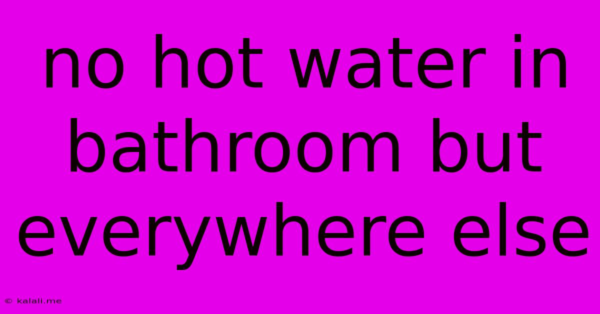 No Hot Water In Bathroom But Everywhere Else