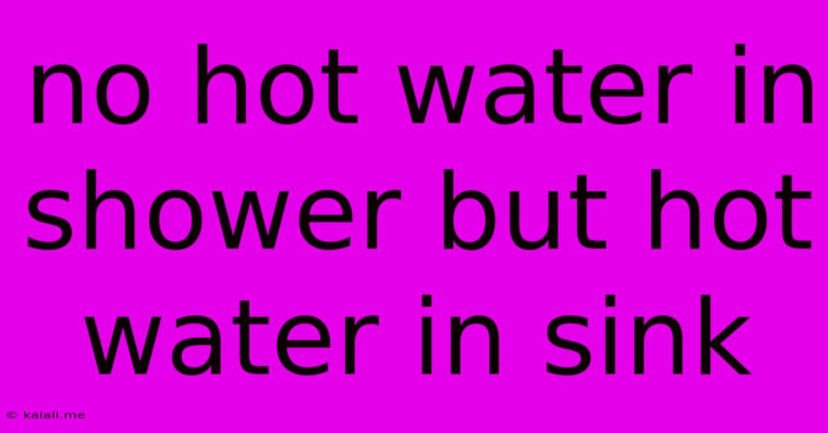 No Hot Water In Shower But Hot Water In Sink