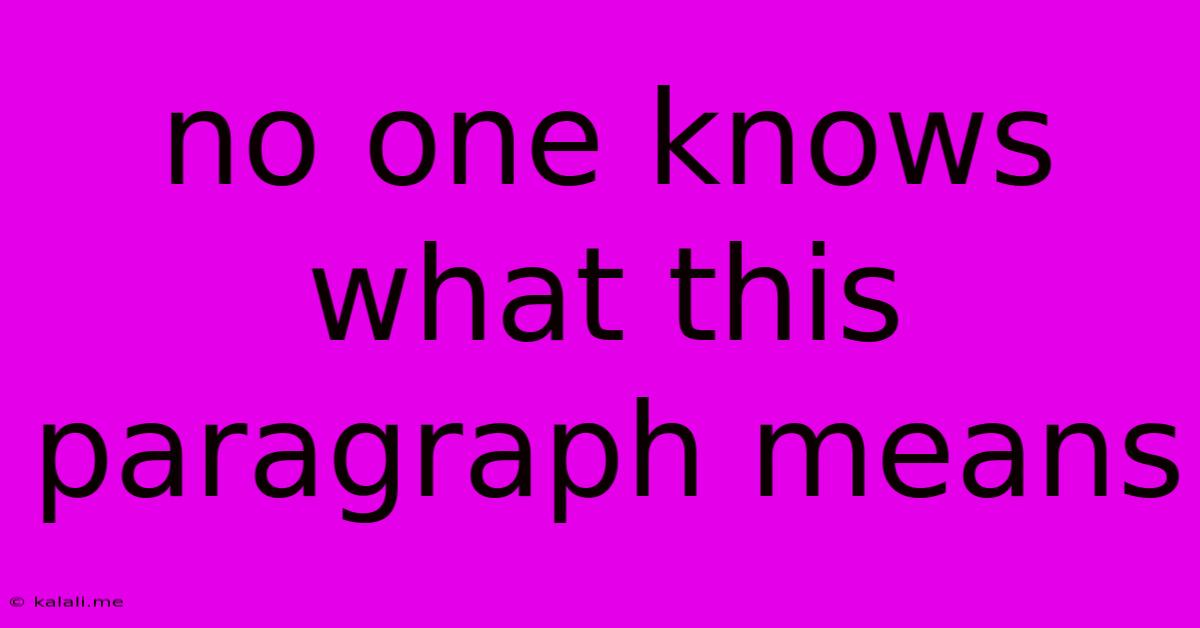 No One Knows What This Paragraph Means