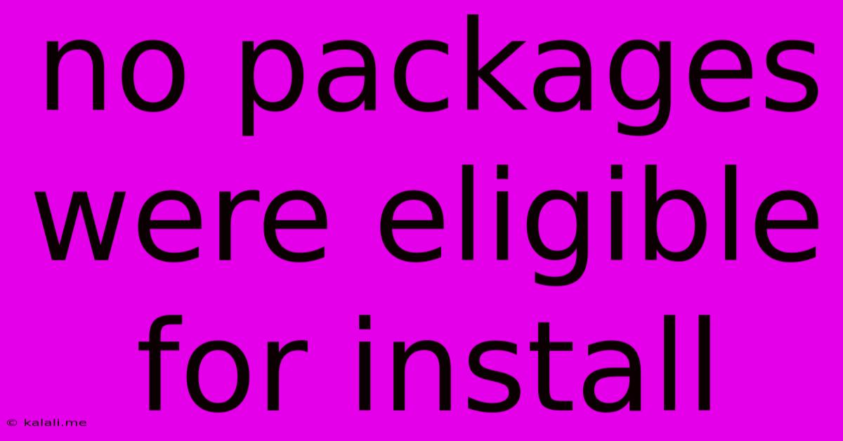 No Packages Were Eligible For Install