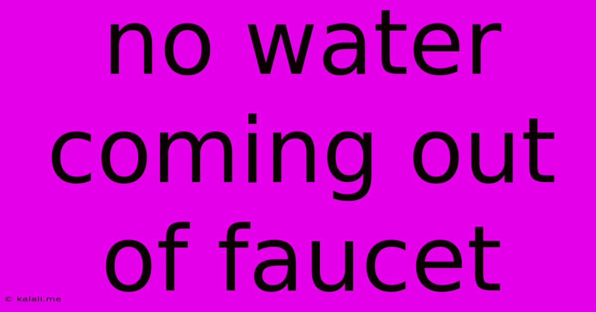 No Water Coming Out Of Faucet