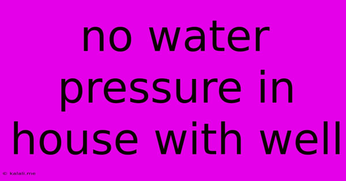No Water Pressure In House With Well