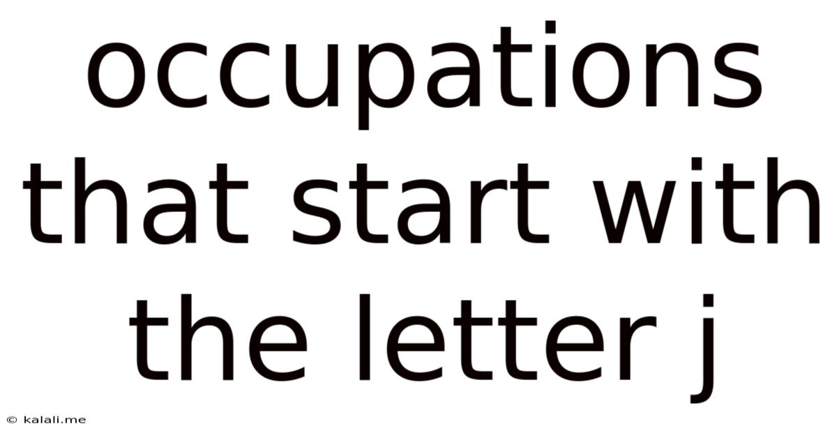 Occupations That Start With The Letter J