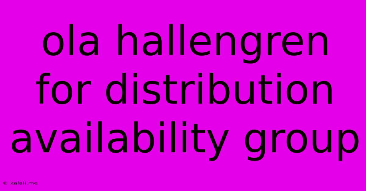 Ola Hallengren For Distribution Availability Group
