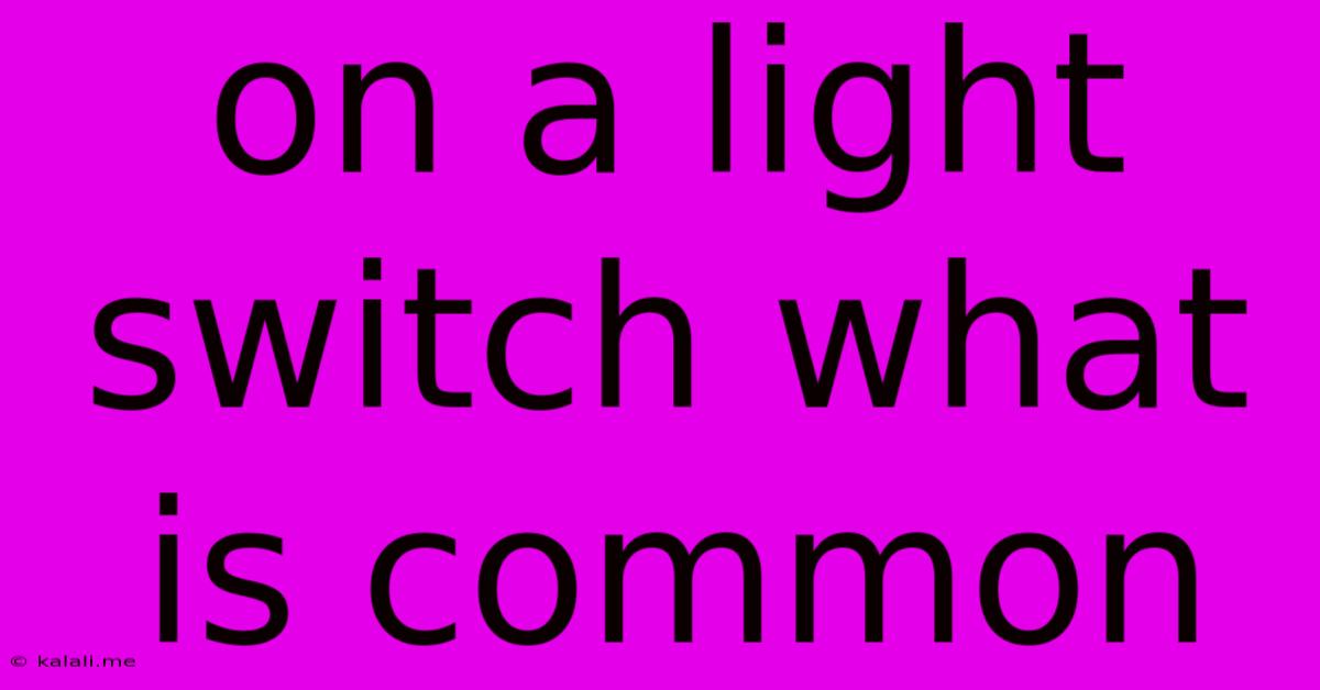 On A Light Switch What Is Common