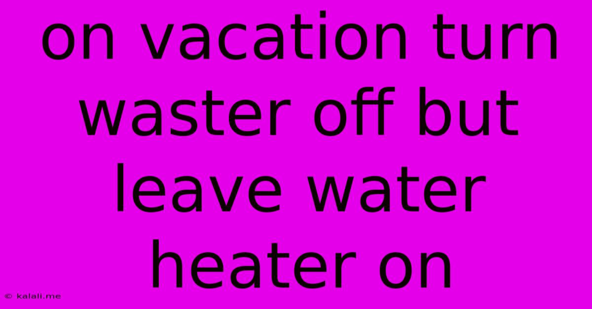 On Vacation Turn Waster Off But Leave Water Heater On