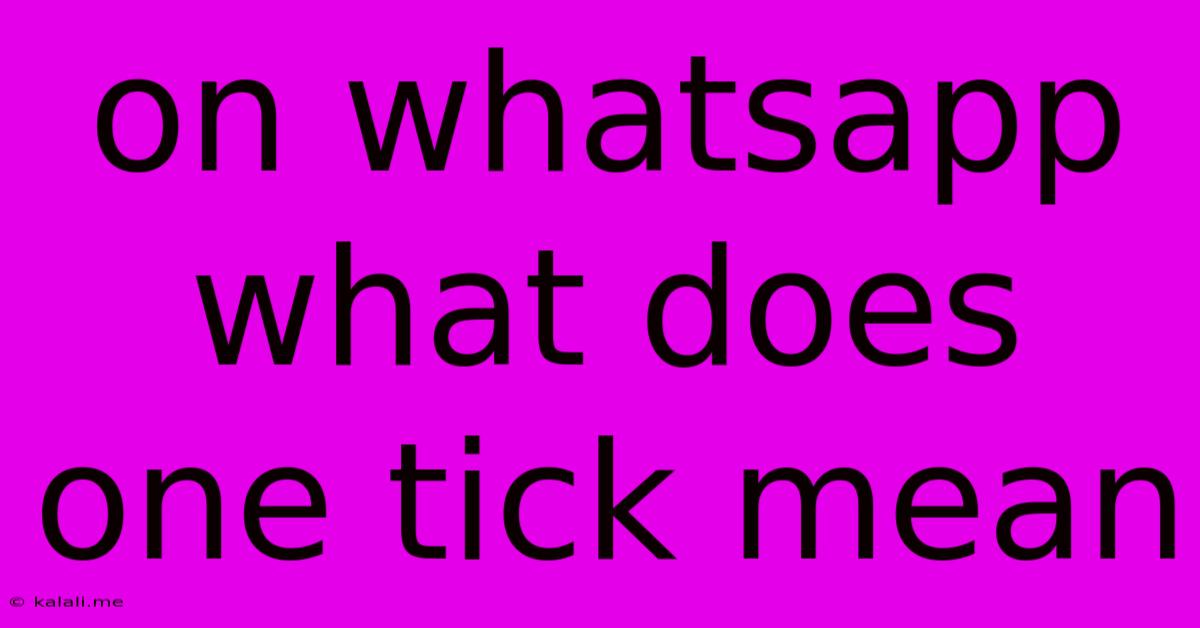 On Whatsapp What Does One Tick Mean